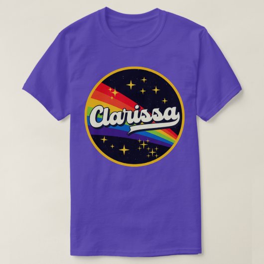 Clarissa regenboog in ruimte  stijl t-shirt (Design voorkant)