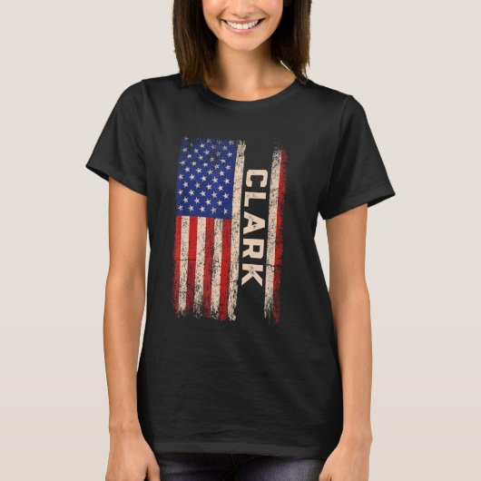Clark Achternaam Shirt Clark Naam American Flag (Voorkant)