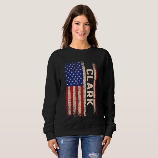 Clark Achternaam Shirt Clark Naam American Flag (Voorkant volledig)