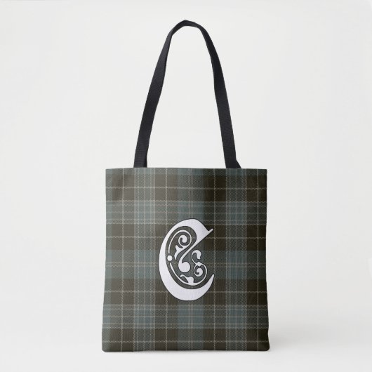Clark Clan Tartan Monogram Tote Bag (Voorkant)