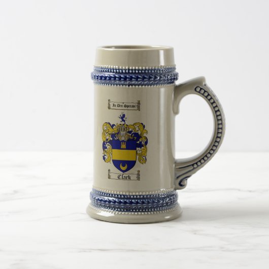 Clark Coat of Arms Stein / Clark Family Crest Bierpul (Rechts)