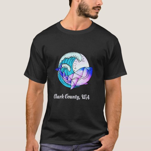 Clark County Wa Japanse Paint Geometric Orca Kill T-shirt (Voorkant)