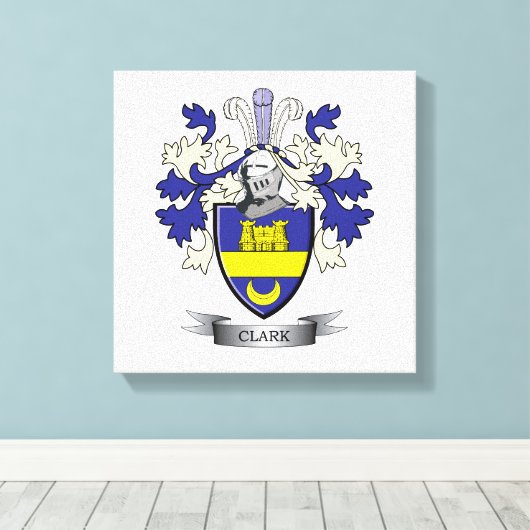 Clark Family Crest Coat of Arms Canvas Afdruk (Insitu (Houten vloer))