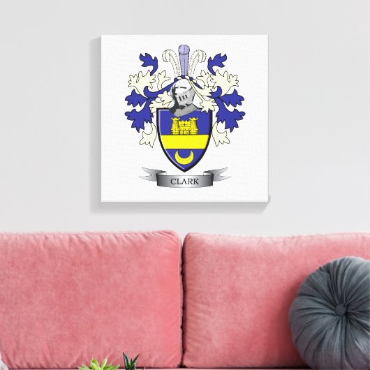 Clark Family Crest Coat of Arms Canvas Afdruk (Insitu (Woonkamer))