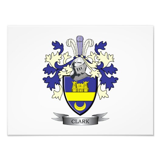 Clark Family Crest Coat of Arms Foto Afdruk (Voorkant)