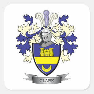 Clark Family Crest Coat of Arms Vierkante Sticker