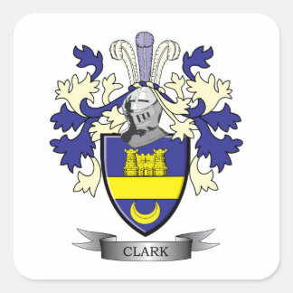Clark Family Crest Coat of Arms Vierkante Sticker