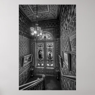 Clark Mansion Glas in lood Stairway - Butte Monta Poster