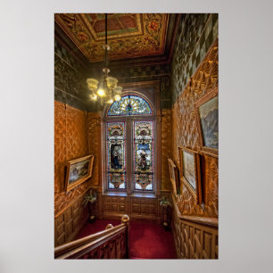 Clark Mansion Glas in lood Stairway - MONTANA Poster