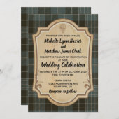 Clark Tartan Wedding Invitation Kaart (Voorkant / Achterkant)