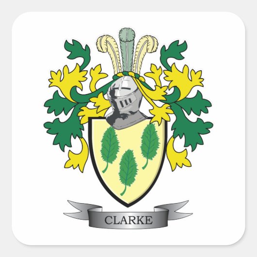 Clarke Coat of Arms Vierkante Sticker (Voorkant)