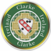 Clarke Irish Shield & Celtic Cross gepersonaliseer Sticker (Voorkant)