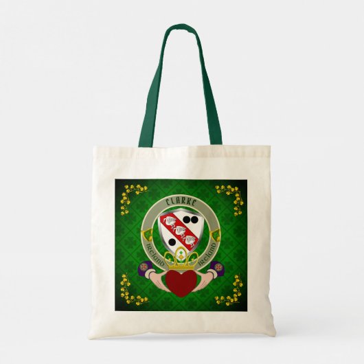 Clarke Irish Shield & Claddagh Personalized Tote Bag (Achterkant)