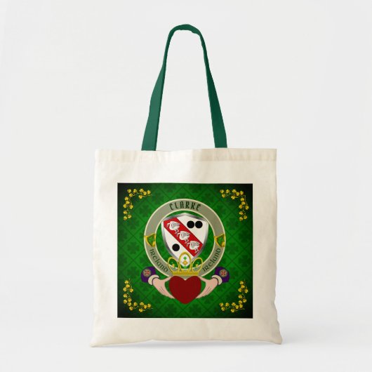 Clarke Irish Shield & Claddagh Personalized Tote Bag (Voorkant)