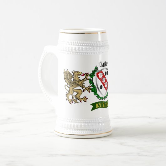 Clarke Irish Shield Personalized Bierpul (Voorkant links)