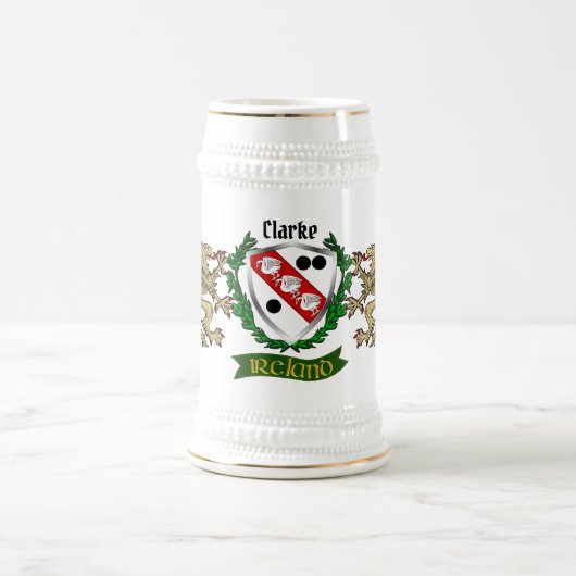 Clarke Irish Shield Personalized Bierpul (Center)