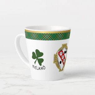 Clarke Irish Shield & Tartan gepersonaliseerd Latte Mok
