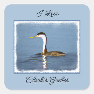 Clark's Grebe Painting - Oorspronkelijke vogelkuns Vierkante Sticker