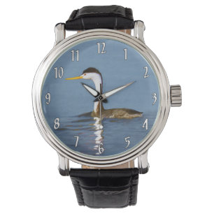Clark's Grebe Schilderij - Originele Wild Bird Art Horloge