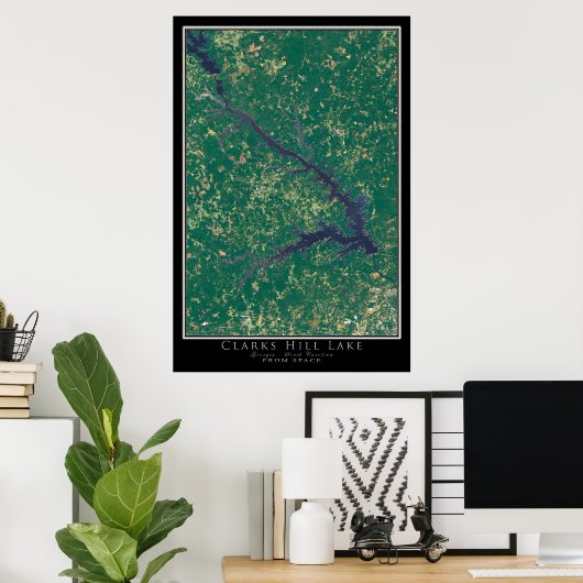 Clarks Hill Lake Georgia Satellite Map Poster (Thuiskantoor)