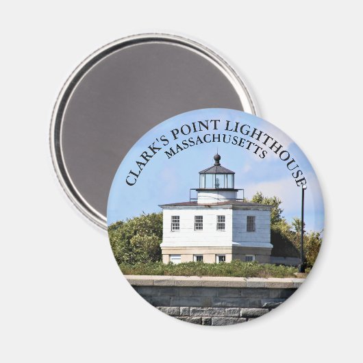 Clarks Point Lighthouse Massachusetts Round Magnet (Voorkant / Achterkant)