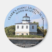 Clarks Point Lighthouse Massachusetts Round Magnet (Voorkant)