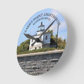 Clarks Point Lighthouse Massachusetts Wall Clock Ronde Klok (Hoek)