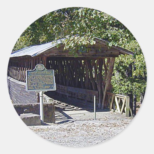 Clarkson Covered Bridge Alabama Ronde Sticker (Voorkant)