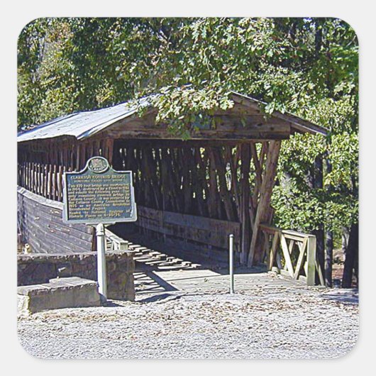 Clarkson Covered Bridge Alabama Vierkante Sticker (Voorkant)