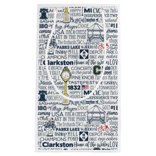 Clarkston Michigan Gift Bag Klein Cadeauzakje (Voorkant)