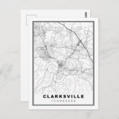 Clarksville Map Briefkaart (Voorkant / Achterkant)