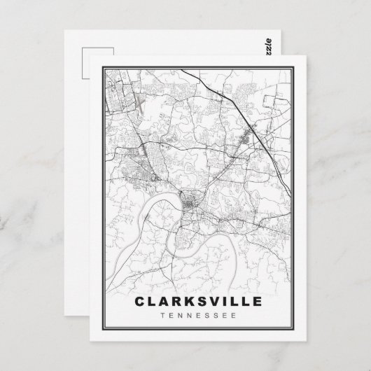 Clarksville Map Briefkaart (Voorkant / Achterkant)