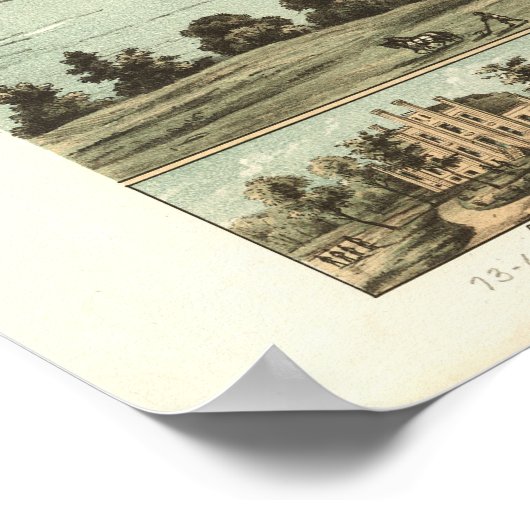 Clarksville Tennessee 1870 Antiek Panoramic Map Poster (Hoek)