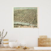 Clarksville Tennessee 1870 Antiek Panoramic Map Poster (Keuken)