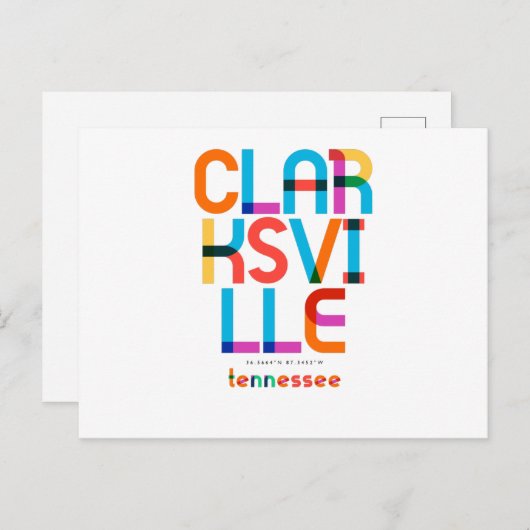 Clarksville Tennessee Mid Century, Pop Art, Briefkaart (Voorkant / Achterkant)