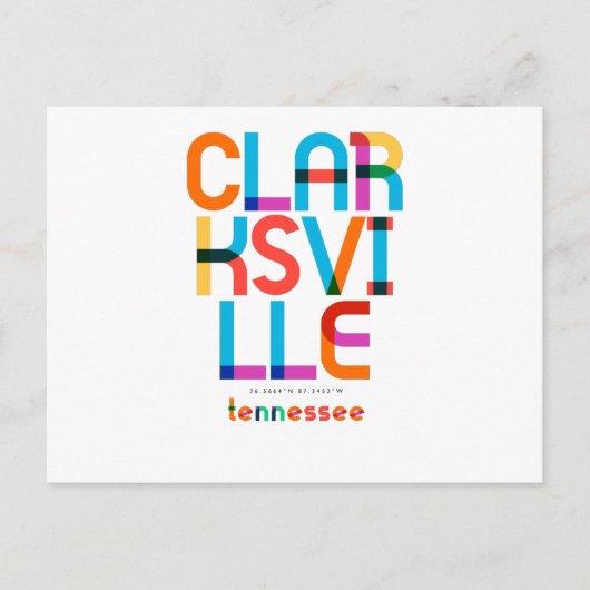 Clarksville Tennessee Mid Century, Pop Art, Briefkaart (Voorkant)