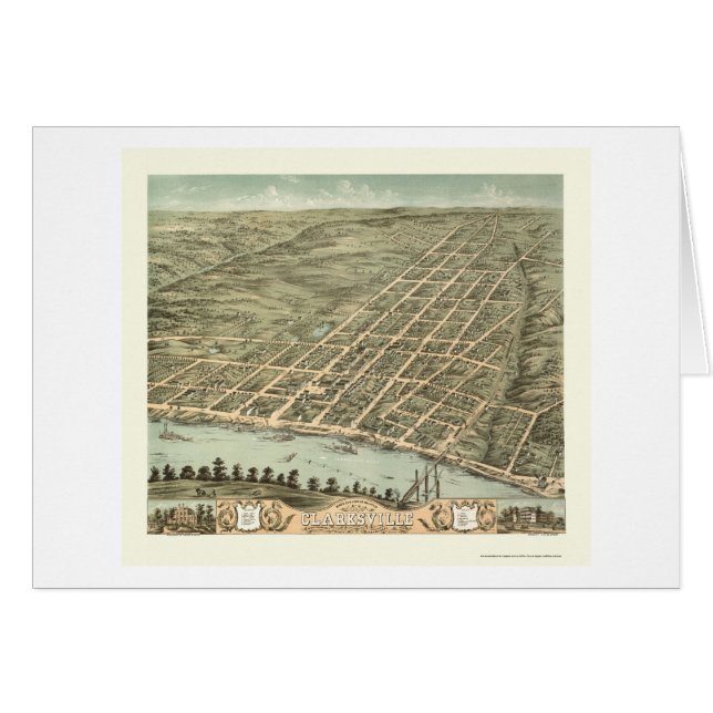 Clarksville, TN Panoramic Map - 1870 (Voorkant Horizontaal)