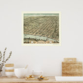 Clarksville, TN Panoramic Map - 1870 Poster (Keuken)