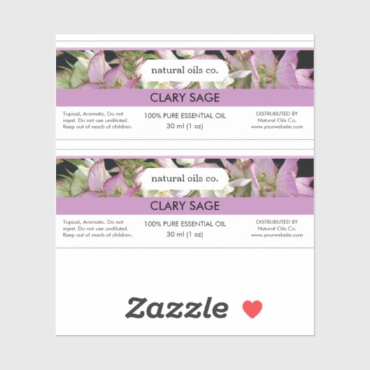 Clary Sage Essential Oils Geur Flesetiket Sticker (Vel)