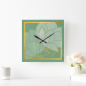 Clasic Gold Green White Vierkante Klok (Huis)