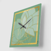 Clasic Gold Green White Vierkante Klok (Hoek)