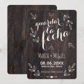 Clásico y Elegante madera rústica blanco español Kaart (Voorkant / Achterkant)