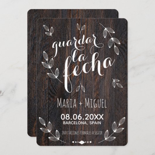 Clásico y Elegante madera rústica blanco español Kaart (Voorkant / Achterkant)