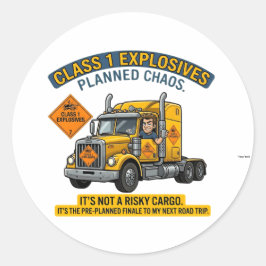 Class 1 Explosives Trucker Gift | Funny ADR Hazard Ronde Sticker