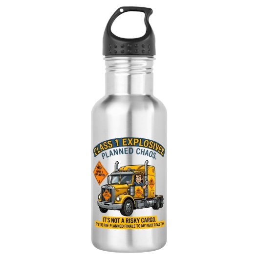 Class 1 Explosives Trucker Gift | Funny ADR Hazard Waterfles (Voorkant)