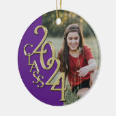 Class 2024 Afstuderen Foto Paarse Keramisch Ornament (Links)