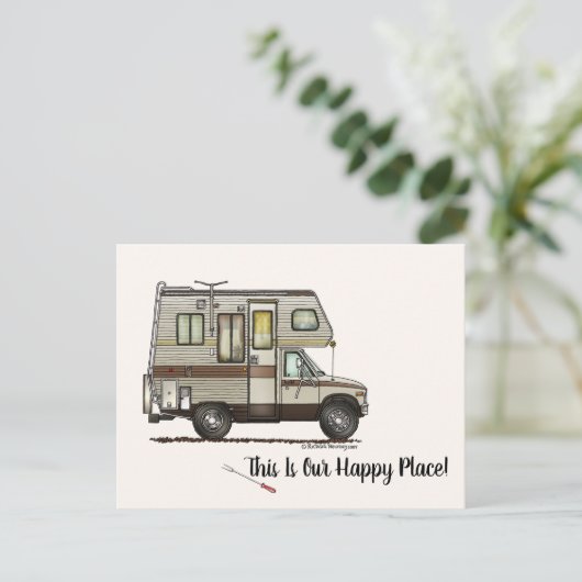 CLASS C RV happy camper art Cute Briefkaart (Staand voorkant)