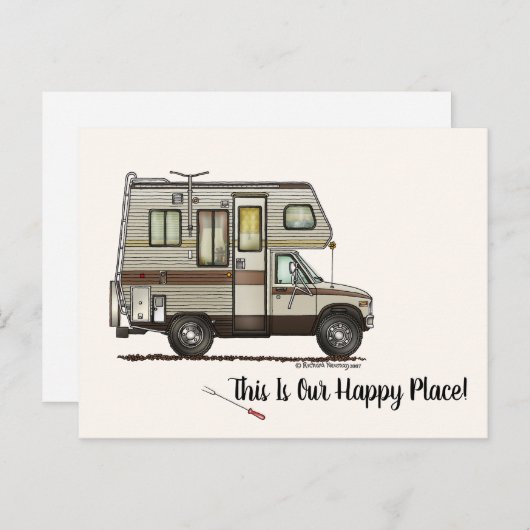 CLASS C RV happy camper art Cute Briefkaart (Voorkant / Achterkant)