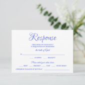 Class Calligraphy Blue Wedding RSVP Monogram (Staand voorkant)