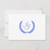 Class Calligraphy Blue Wedding RSVP Monogram (Achterkant)